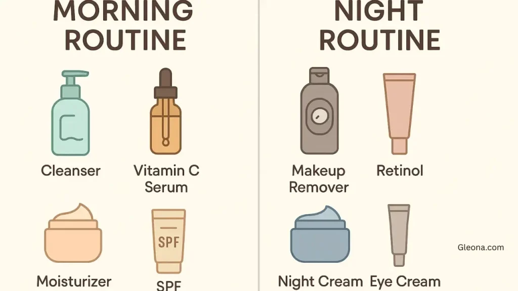 Morning vs. Night Skincare Side-by-Side Comparison Chart