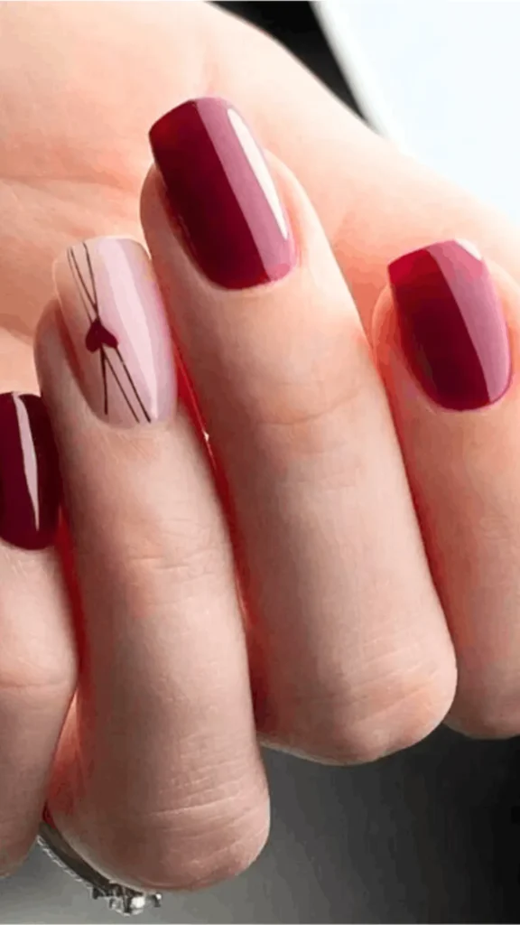 Sweet Red Hearts for a Chic Manicure
