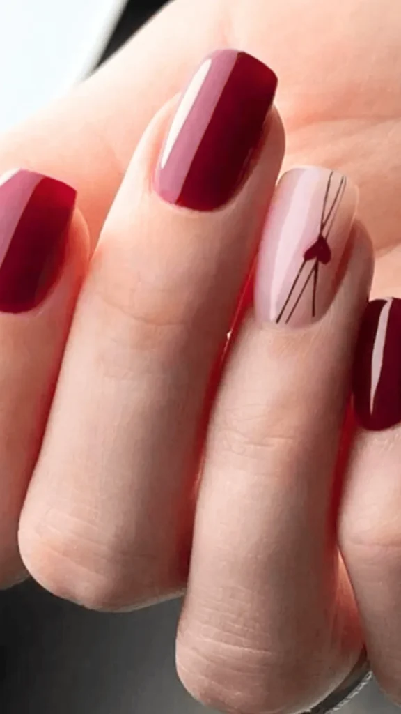 Burgundy with Minimal Heart Accent