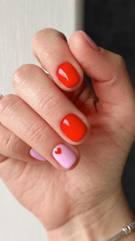 Neon Orange with Pink Heart Accent