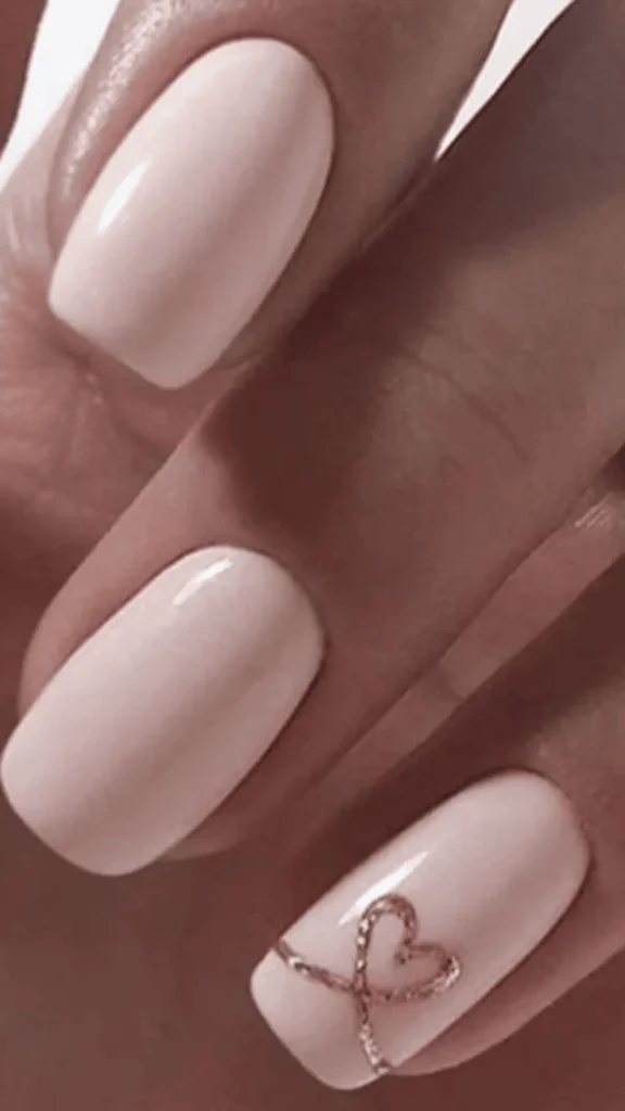 Nude Pink with Rose Gold Heart Outline