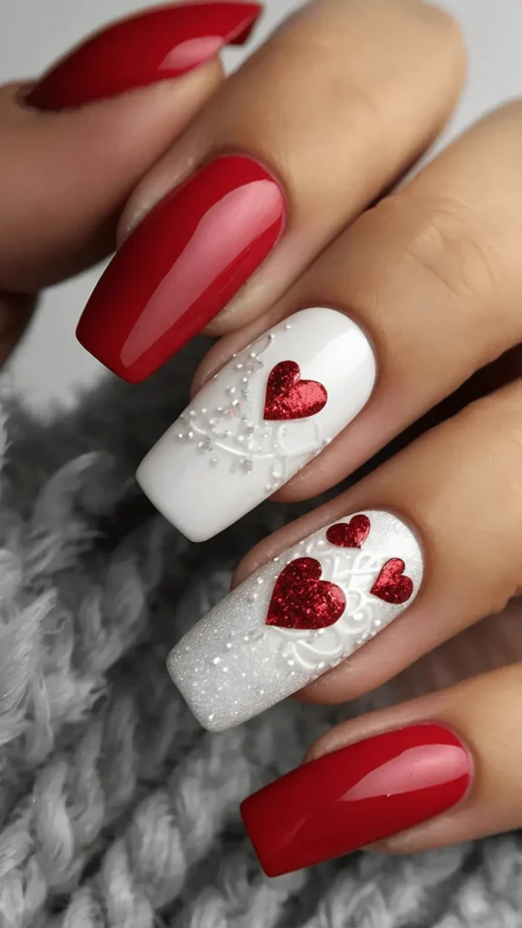 Red & White Glitter Hearts