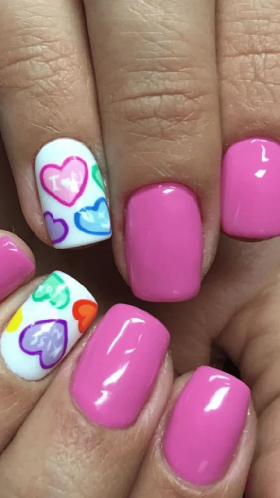 Conversation Heart Candy Nails