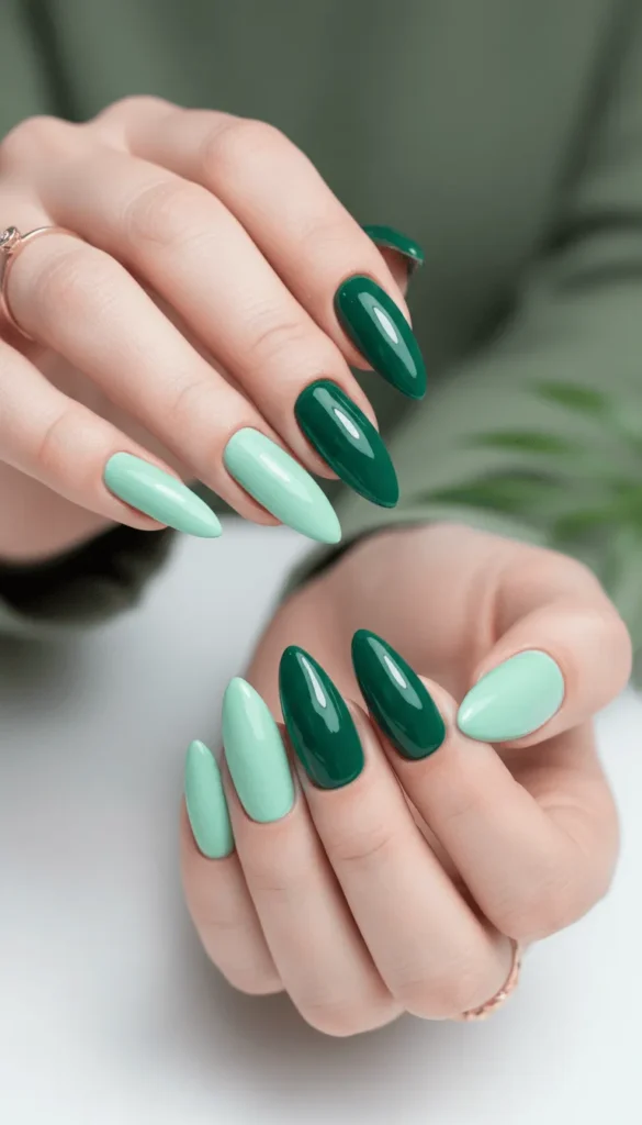 Alternating Mint and Emerald Greens