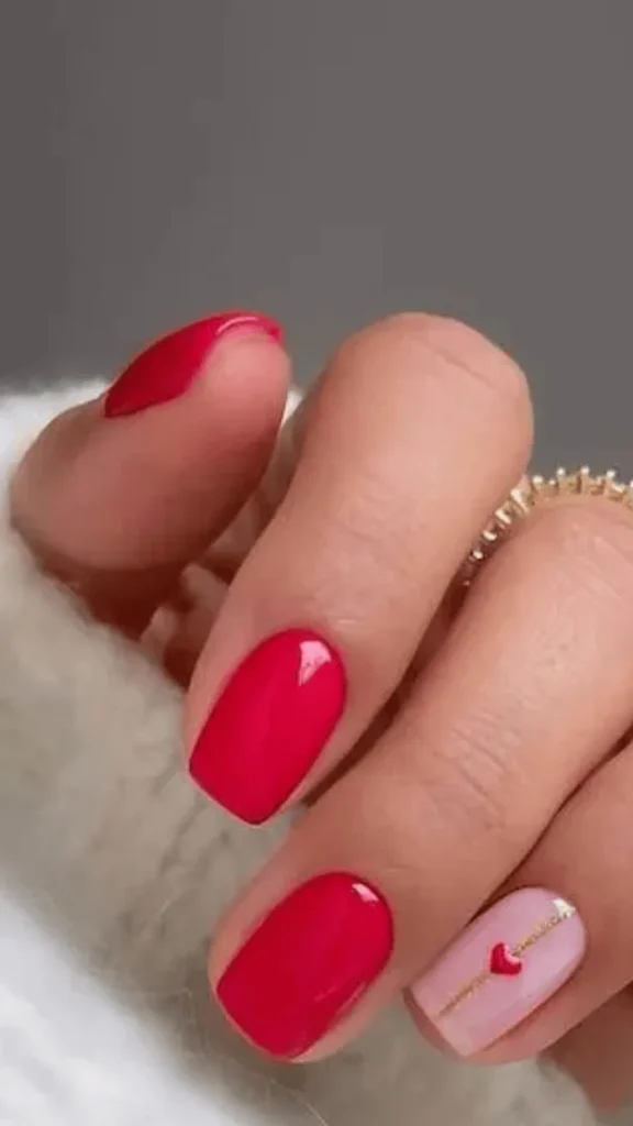 Bold Red with Heart Accent