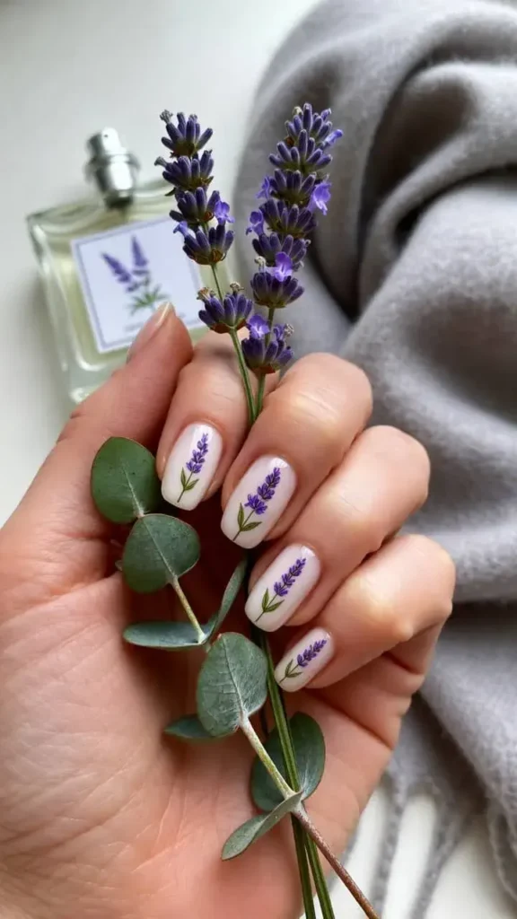 Lavender Floral Nail Art
