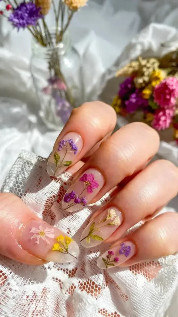 Real Pressed Dried Flower Nail Art