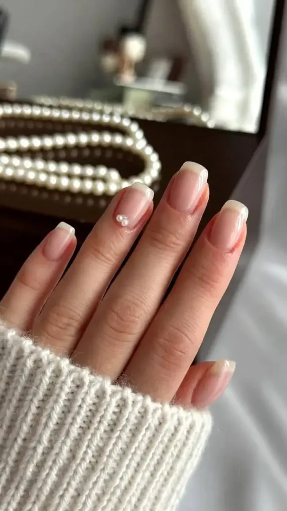 Pearl French Manicure Nails