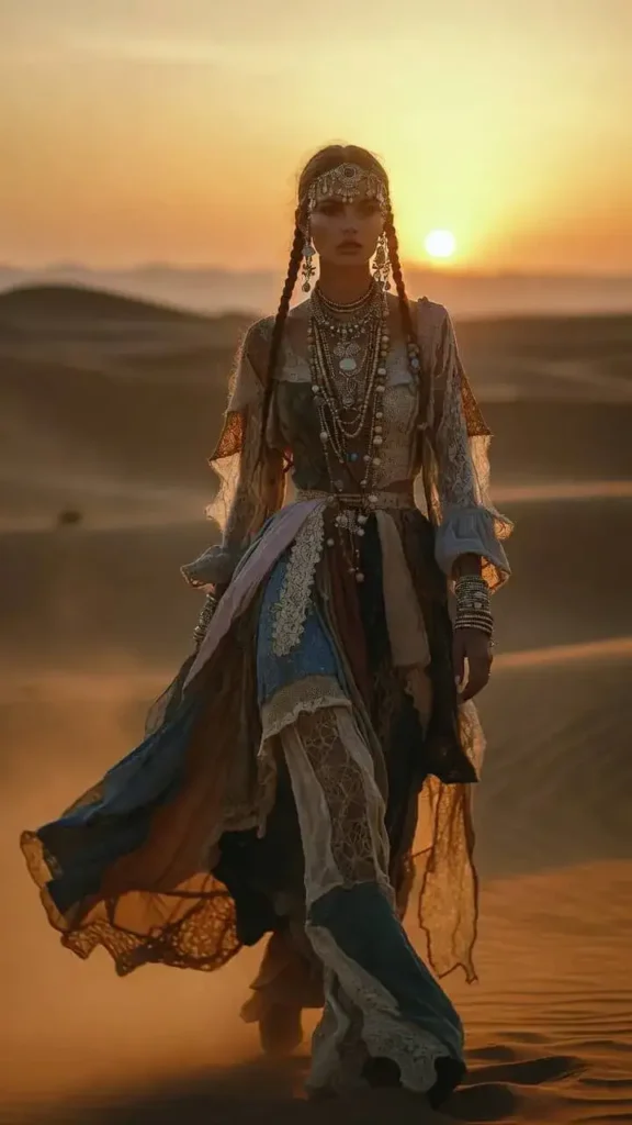 Ethereal Boho Lace Flowing Maxi Dress & Layered Jewelry Stack for Cute & Stylish 2026 Spring & Summer Aesthetic Outfits