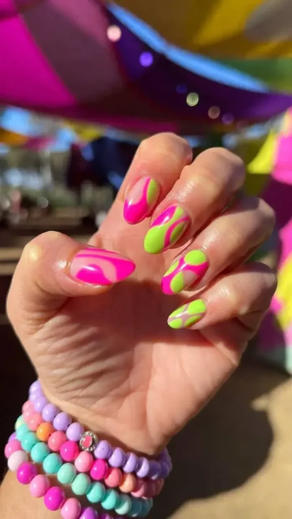 Bold Wavy Abstract Spring Nail Art