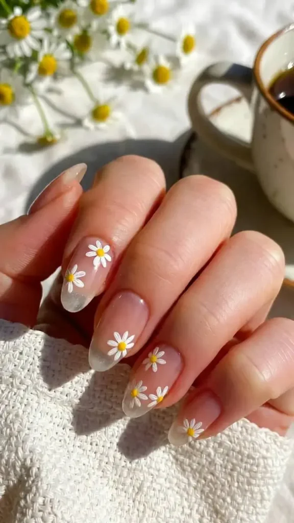 Dainty Daisy Sheer Nails